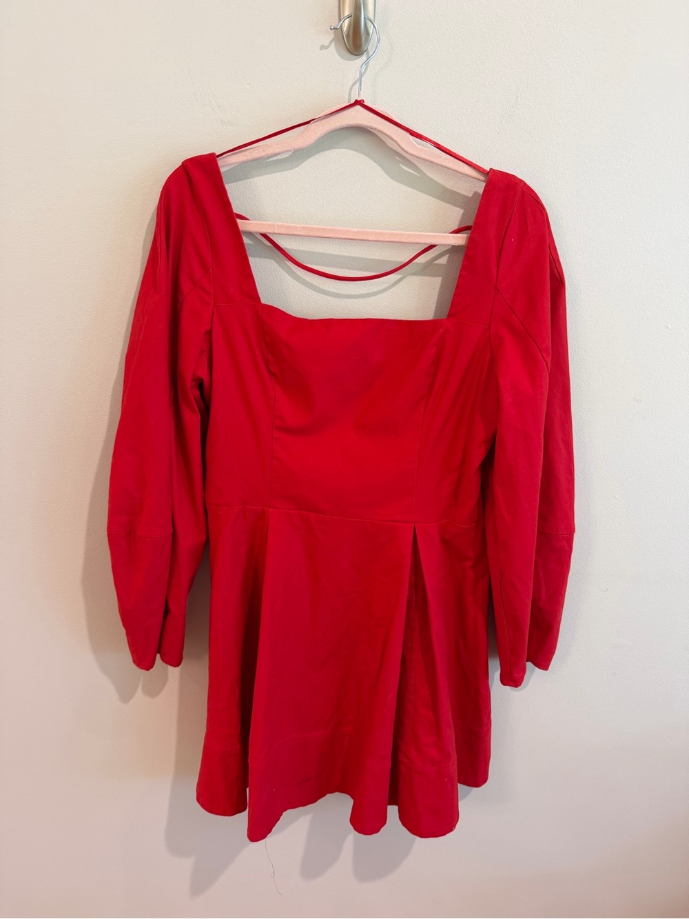 Anthropologie Red Square-Neck Peplum Women's Top